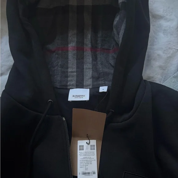 NWT Burberry Fordson BBOX Men’s Black Zip Hoodie Sz M